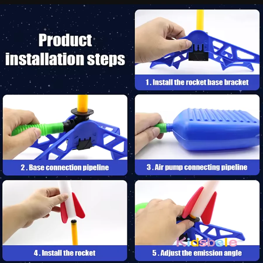 Foot-Pump Air Rocket Launcher Toy Outdoor Kids Play Set  Safe Air-Powered Fun Easy Operation STEM Educational Gift Pedal Game thumbnail 2