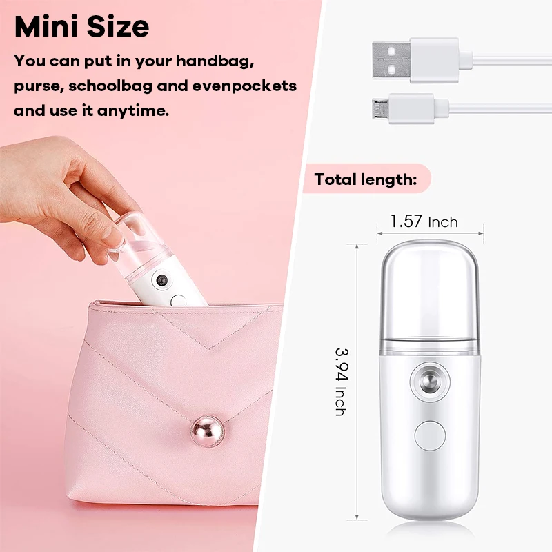 Nano Facial Hydrator Sprayer Portable Face Steamer Nebulizer Home Travel Use Mini Rechargeable Humidifier Beauty Skin Care Tools thumbnail 5
