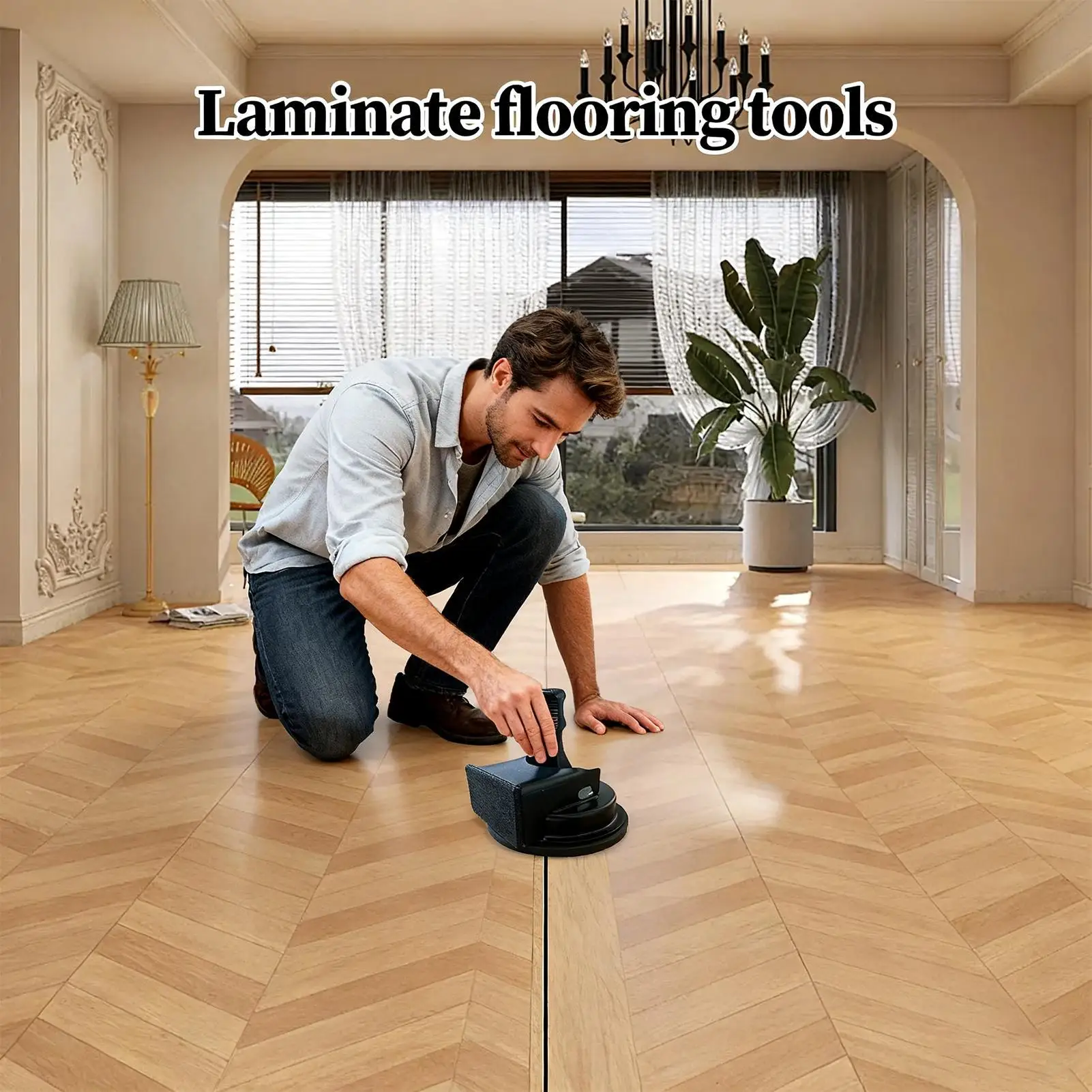 Black Floor Gap Fixer Tool Heavy Duty Suction Cup Leveling Puller Bar Laminate Flooring Tools Subfloor Grabber Ergonomic Grip thumbnail 2