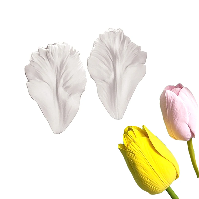 New Sale 2Pcs Tulip Petal Silicone Mold Cake Decorating Tools Veiner Mold Gumpaste Mold, Sugarcraft, Resin Clay Moulds thumbnail 3