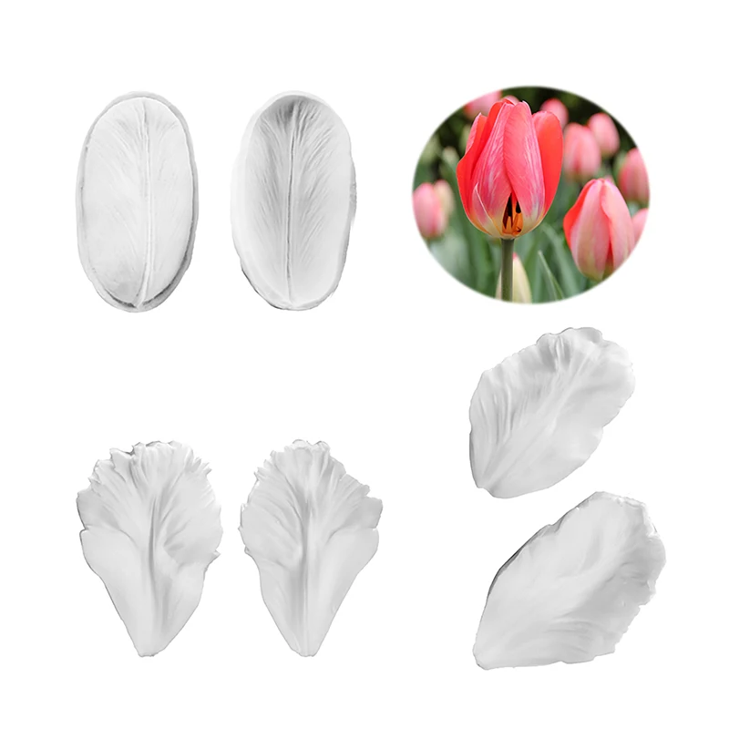 New Sale 2Pcs Tulip Petal Silicone Mold Cake Decorating Tools Veiner Mold Gumpaste Mold, Sugarcraft, Resin Clay Moulds thumbnail 2