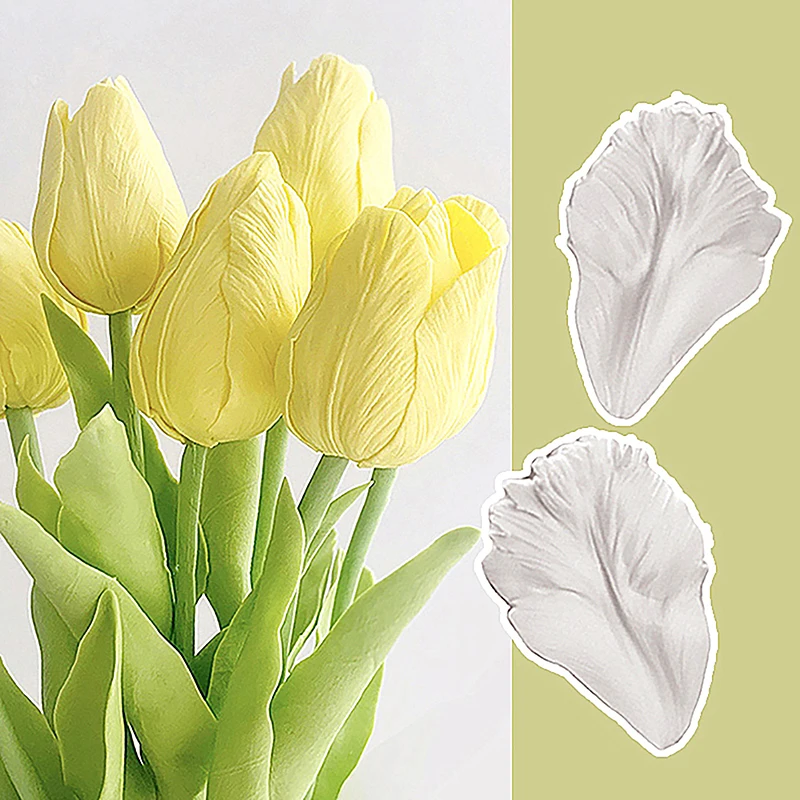 New Sale 2Pcs Tulip Petal Silicone Mold Cake Decorating Tools Veiner Mold Gumpaste Mold, Sugarcraft, Resin Clay Moulds thumbnail 4