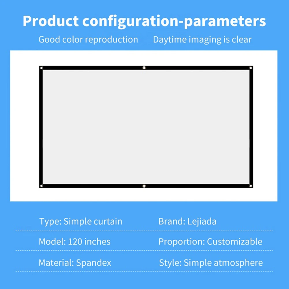 Home Office Projector Curtain 60 72 84 100 120 150 inch 16:9 Simple KTV Display Screen Household Bedroom Ornaments thumbnail 3