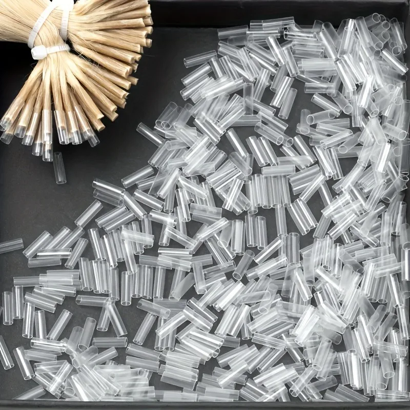 1pack/500pcsHeat Shrink Tubes for Hair Extensions Without adhesive Fusion Hair Accessories tools Transparent Color thumbnail 4