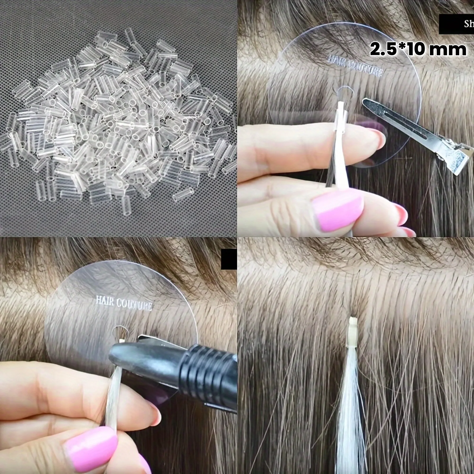 1pack/500pcsHeat Shrink Tubes for Hair Extensions Without adhesive Fusion Hair Accessories tools Transparent Color thumbnail 3
