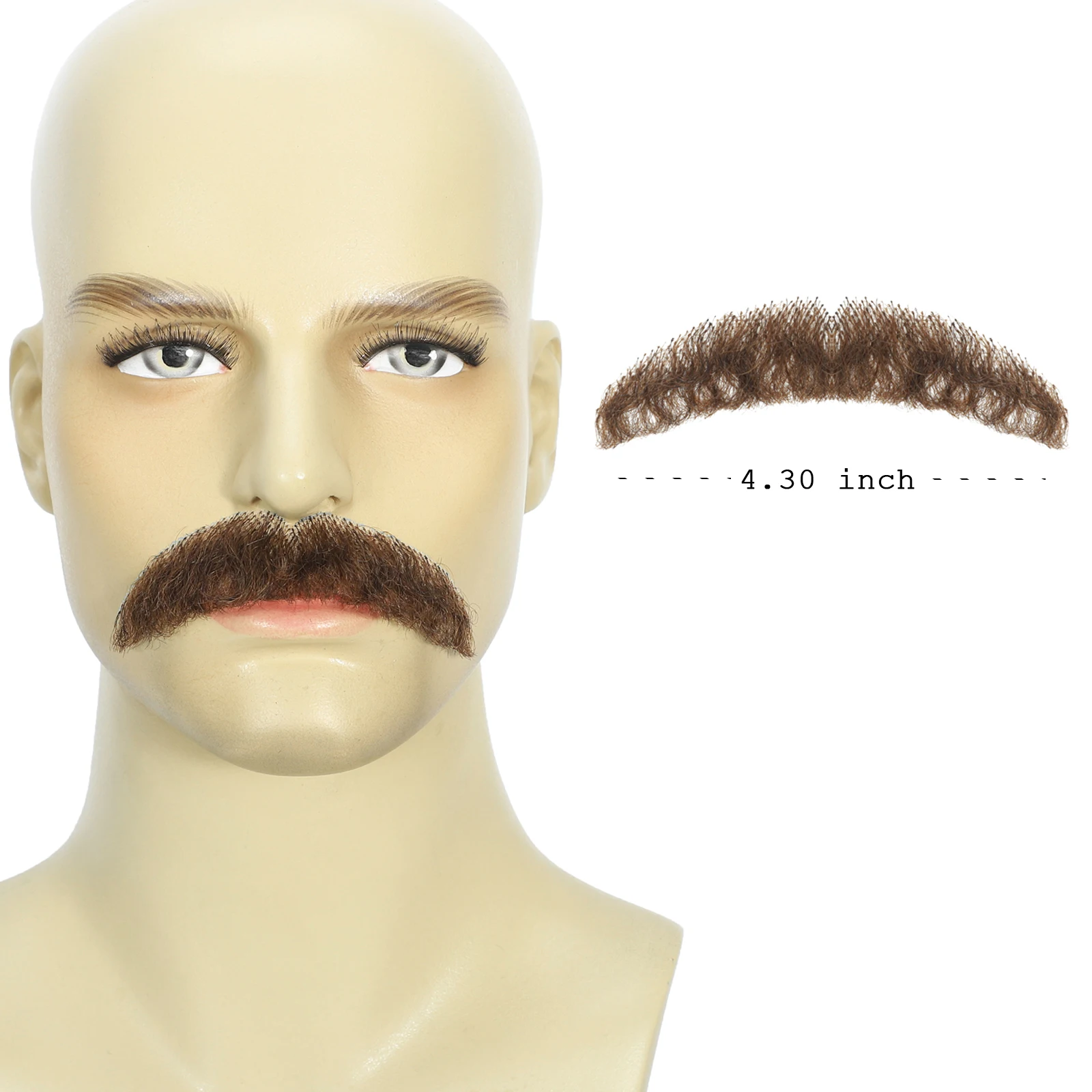 Natural Curly Fake Beard and Mustache for Men Hand Tied Invisible Lace Realistic Facial Hair for Theatrical Cosplay Costume thumbnail 3