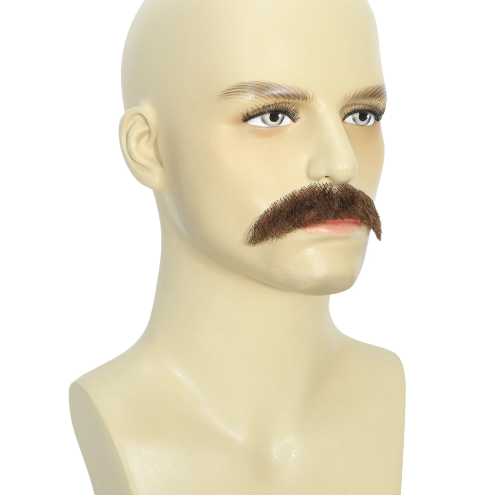 Natural Curly Fake Beard and Mustache for Men Hand Tied Invisible Lace Realistic Facial Hair for Theatrical Cosplay Costume thumbnail 4