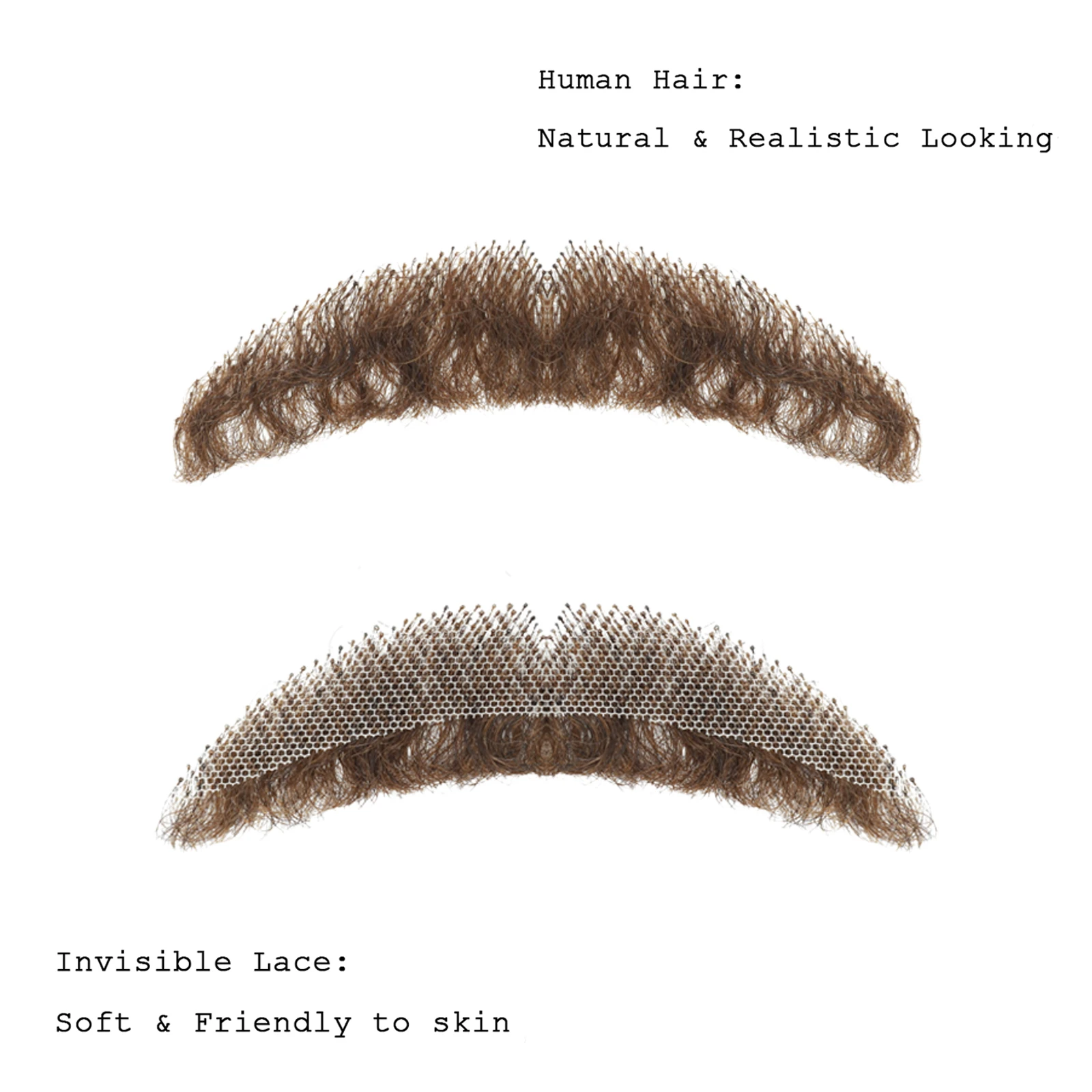 Natural Curly Fake Beard and Mustache for Men Hand Tied Invisible Lace Realistic Facial Hair for Theatrical Cosplay Costume thumbnail 2