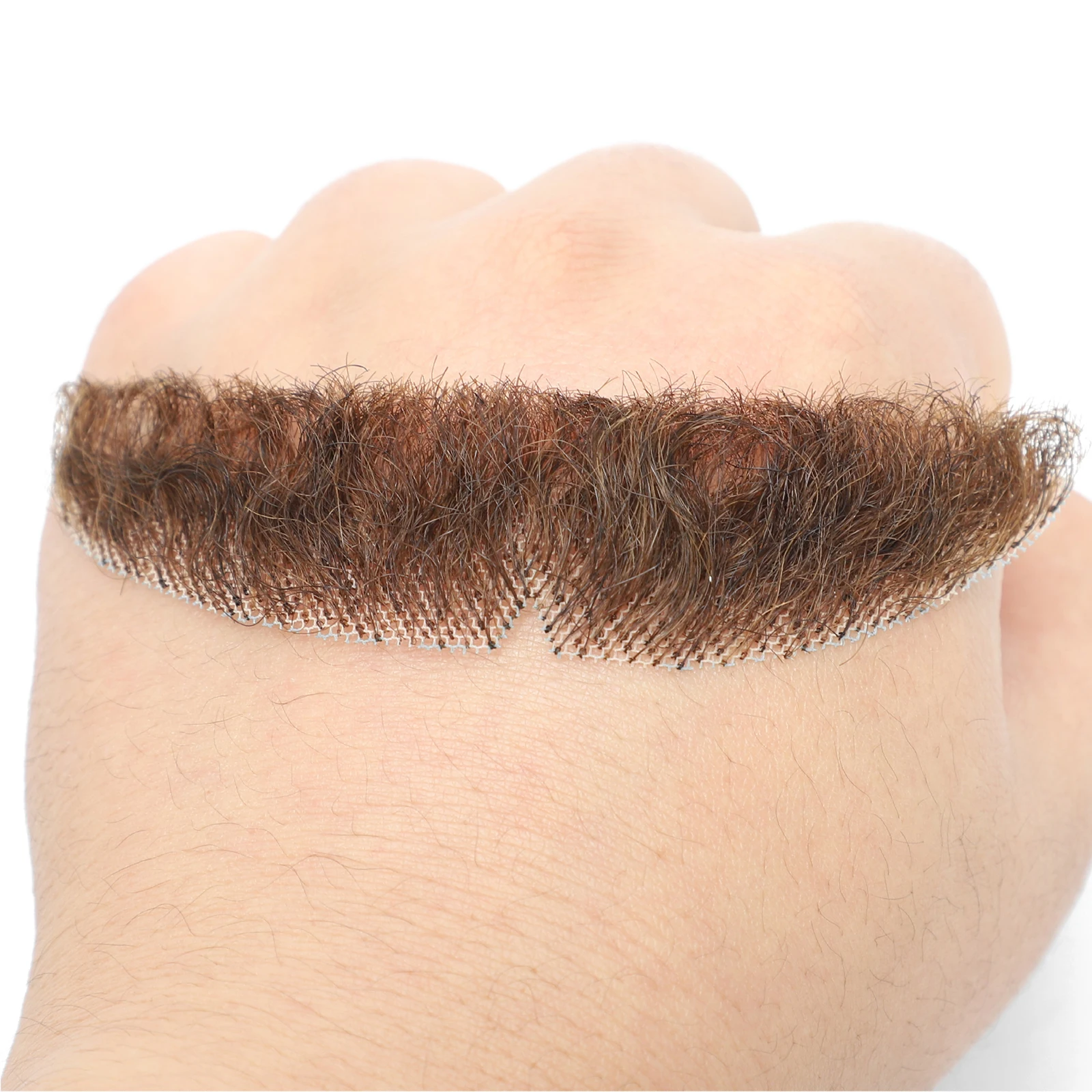 Natural Curly Fake Beard and Mustache for Men Hand Tied Invisible Lace Realistic Facial Hair for Theatrical Cosplay Costume thumbnail 6