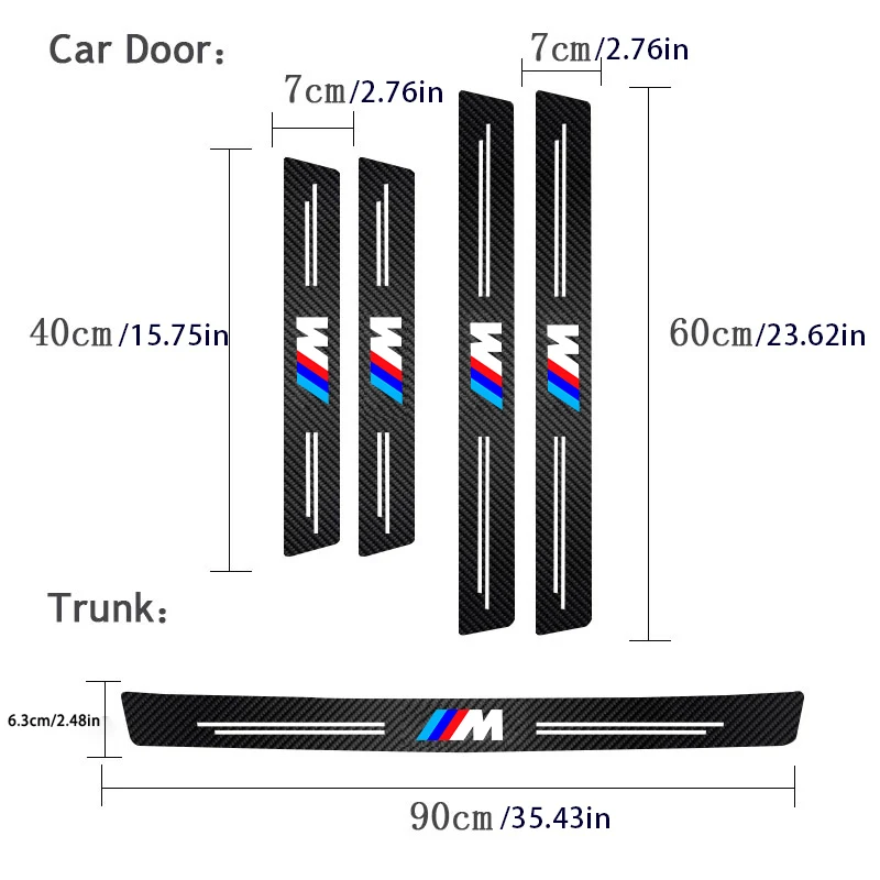 Car Threshold Strip 3D Carbon Fiber Anti-Scratch Sticker Door Sill Protector Accessories For BMW M Performance E46 E90 F10 F30 thumbnail 4