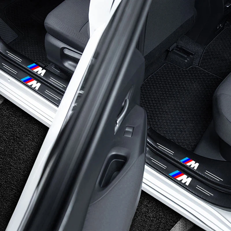 Car Threshold Strip 3D Carbon Fiber Anti-Scratch Sticker Door Sill Protector Accessories For BMW M Performance E46 E90 F10 F30 thumbnail 3