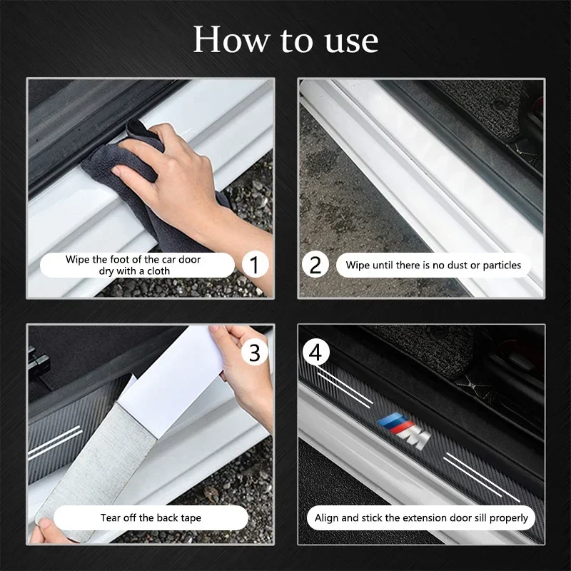 Car Threshold Strip 3D Carbon Fiber Anti-Scratch Sticker Door Sill Protector Accessories For BMW M Performance E46 E90 F10 F30 thumbnail 5