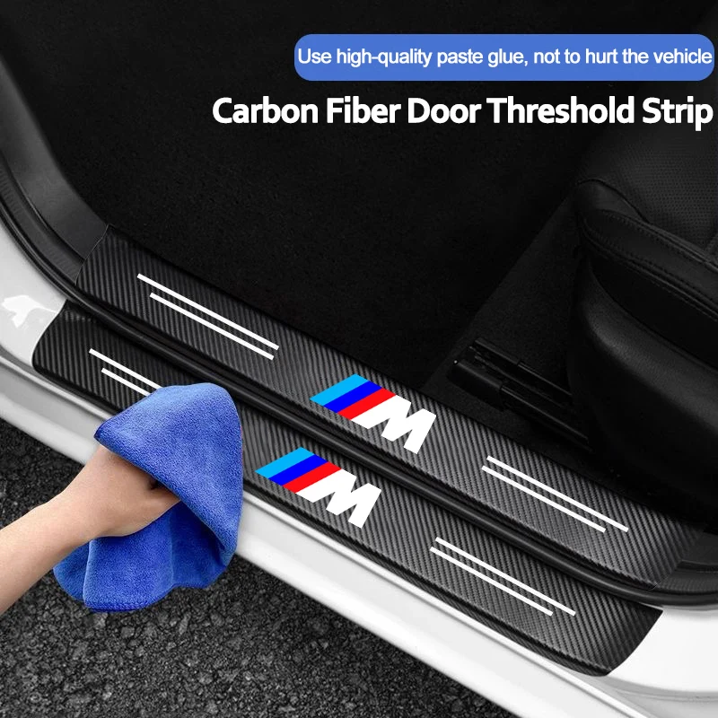 Car Threshold Strip 3D Carbon Fiber Anti-Scratch Sticker Door Sill Protector Accessories For BMW M Performance E46 E90 F10 F30 thumbnail 2