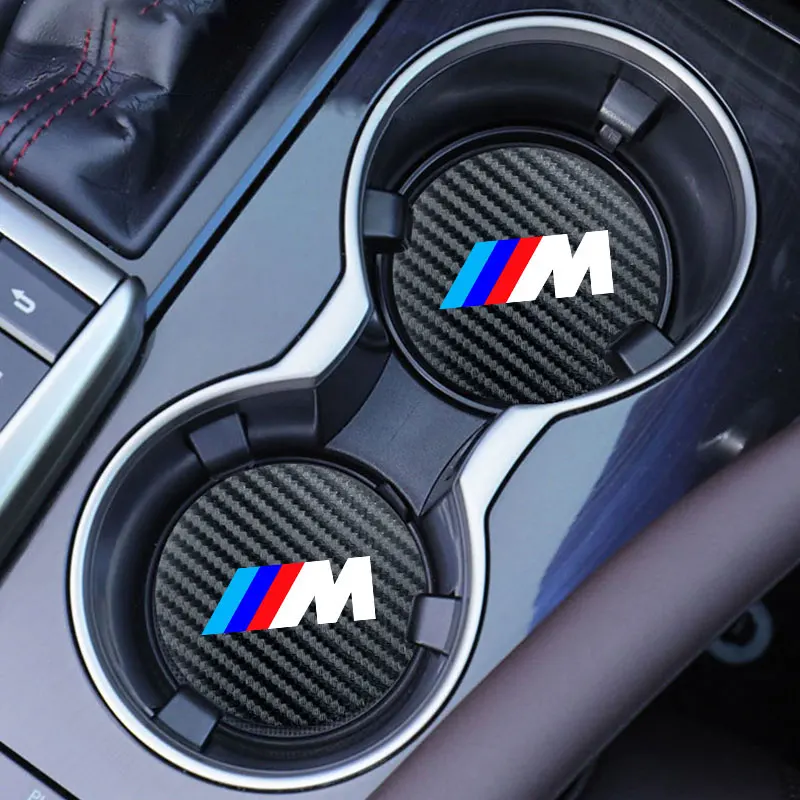 2Pcs Car Leather Coaster Mat Anti-slip Water Cup Pad For BMW M Performance E46 E90 E60 F20 X1 F10 F30 X3 E70 E39 E36 E87 X7 E92 thumbnail 2