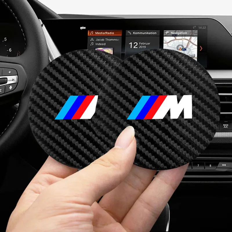 2Pcs Car Leather Coaster Mat Anti-slip Water Cup Pad For BMW M Performance E46 E90 E60 F20 X1 F10 F30 X3 E70 E39 E36 E87 X7 E92 thumbnail 5
