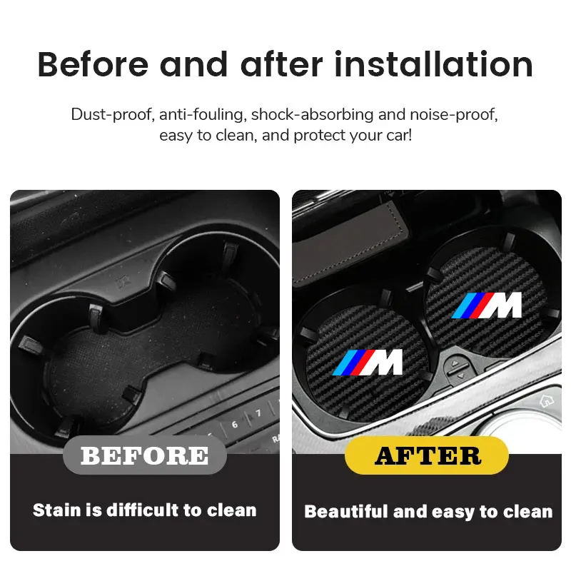 2Pcs Car Leather Coaster Mat Anti-slip Water Cup Pad For BMW M Performance E46 E90 E60 F20 X1 F10 F30 X3 E70 E39 E36 E87 X7 E92 thumbnail 6
