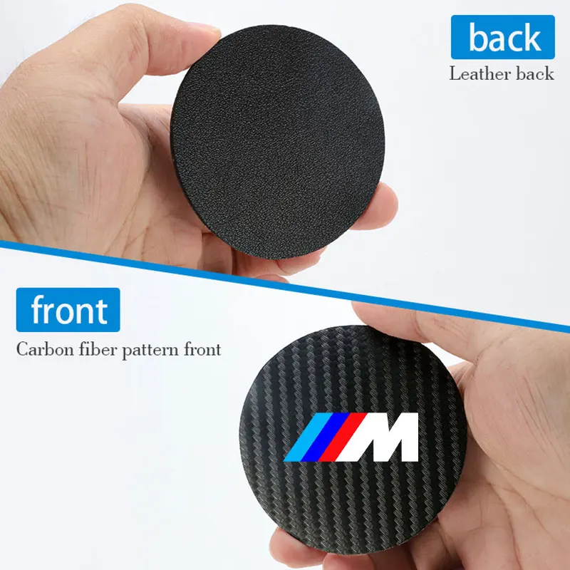 2Pcs Car Leather Coaster Mat Anti-slip Water Cup Pad For BMW M Performance E46 E90 E60 F20 X1 F10 F30 X3 E70 E39 E36 E87 X7 E92 thumbnail 3