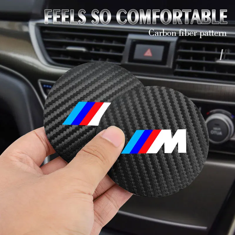 2Pcs Car Leather Coaster Mat Anti-slip Water Cup Pad For BMW M Performance E46 E90 E60 F20 X1 F10 F30 X3 E70 E39 E36 E87 X7 E92 thumbnail 4