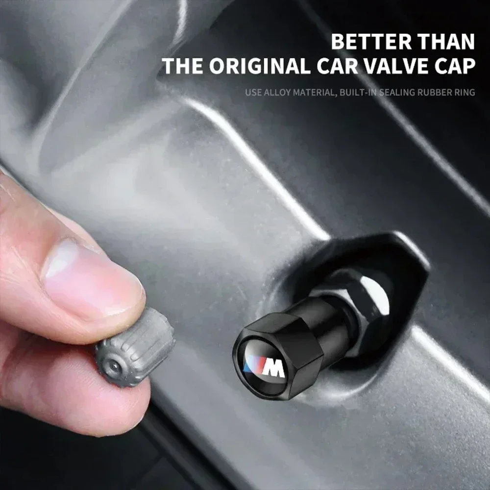 4Pcs Metal Bolt-in Wheel Tire Valve Caps Car Emblem Dust Accessories For BMW M E46 E90 E60 Car decorative ornam Auto Accessories thumbnail 4