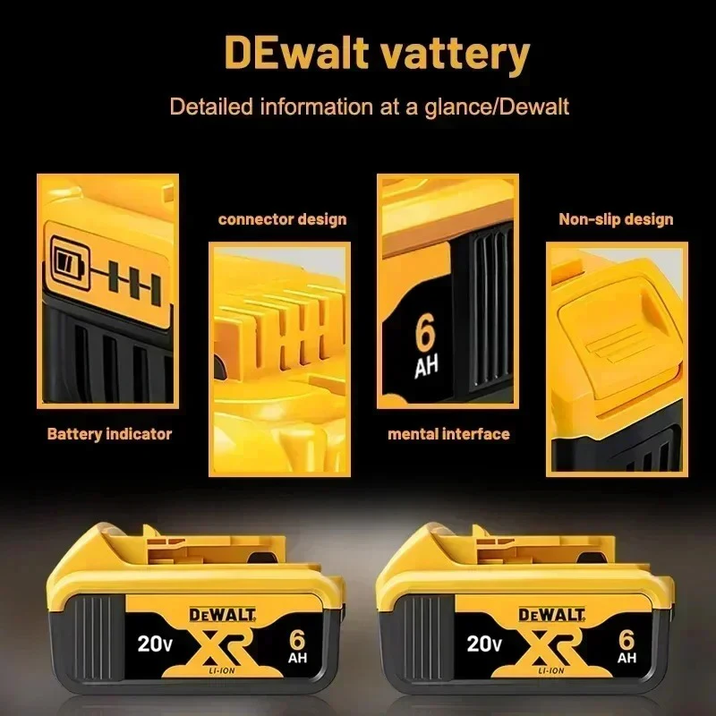 DeWALT 100% Original Battery 20V/60V 6Ah 9Ah MAX FlexVolt for DCB606 DCB205 DCB206 DCB209 DCB182 Power Tool with Charger thumbnail 4