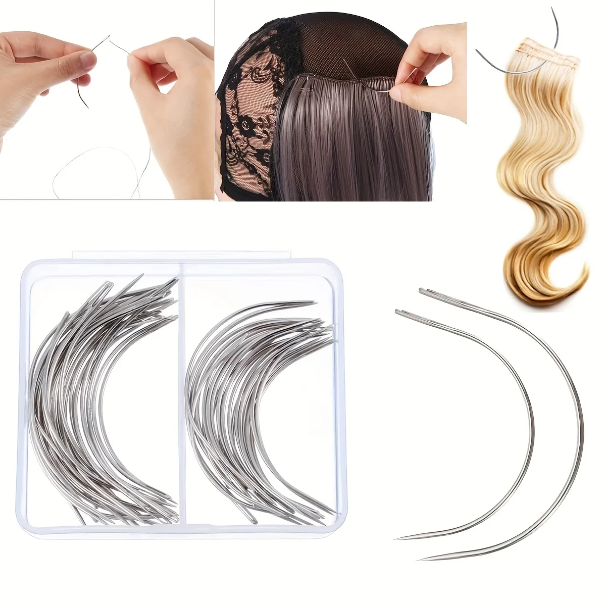 Multi-Color Practical Wig Weaving Tool Nylon Coil C-Needle Combination for Hair Salon Professional Wig Making Supplies thumbnail 4