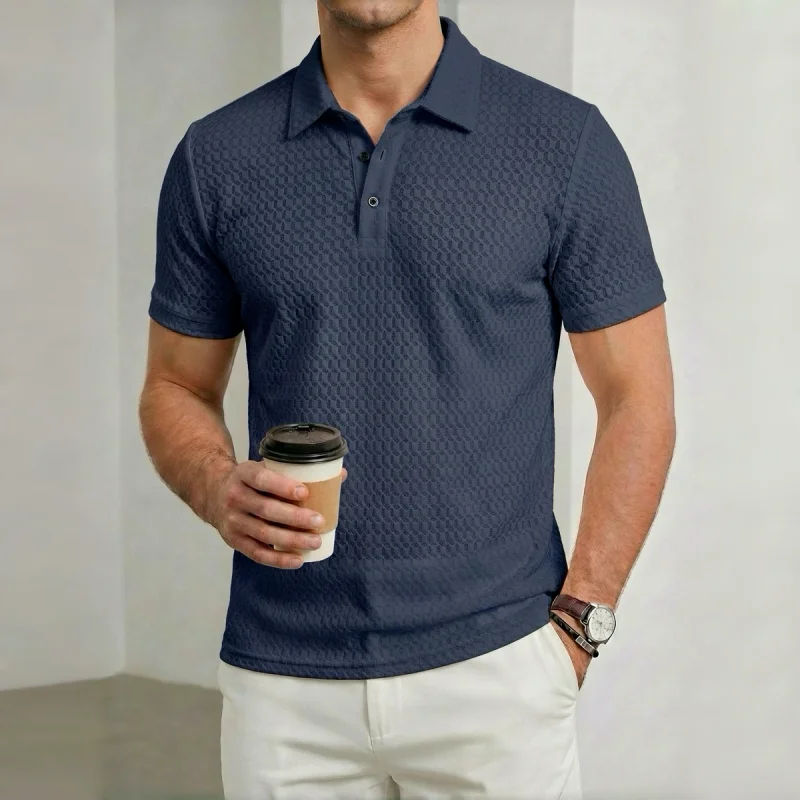Men's polo shirt, short-sleeved T-shirt, summer casual button-down placket street style short-sleeved polo shirt, sizes S-3XL thumbnail 2