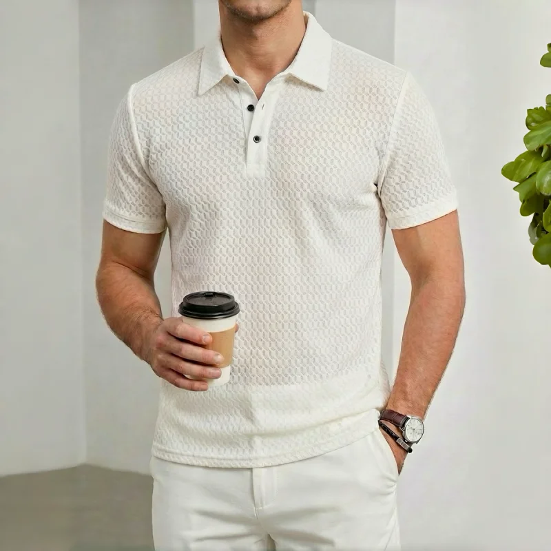 Men's polo shirt, short-sleeved T-shirt, summer casual button-down placket street style short-sleeved polo shirt, sizes S-3XL thumbnail 3
