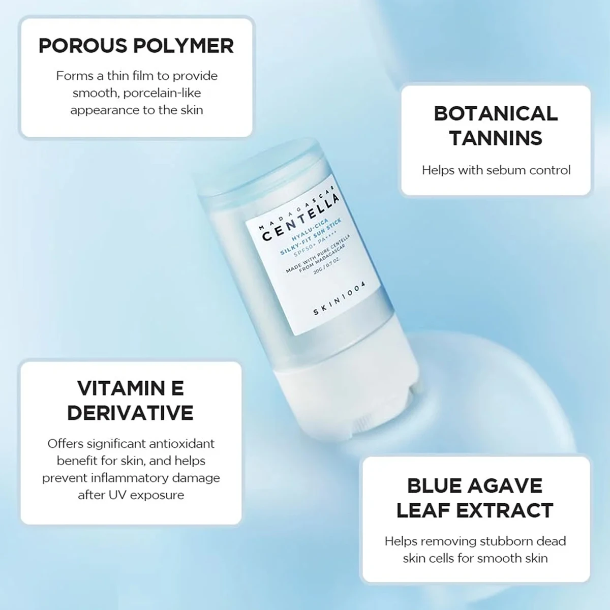 SKIN1004 Madagascar Centella Hyalu-Cica Silky-Fit Sun Stick SPF50+ PA++++,All-Day Sun Shield,Korean Skincare,Korean Makeup thumbnail 5
