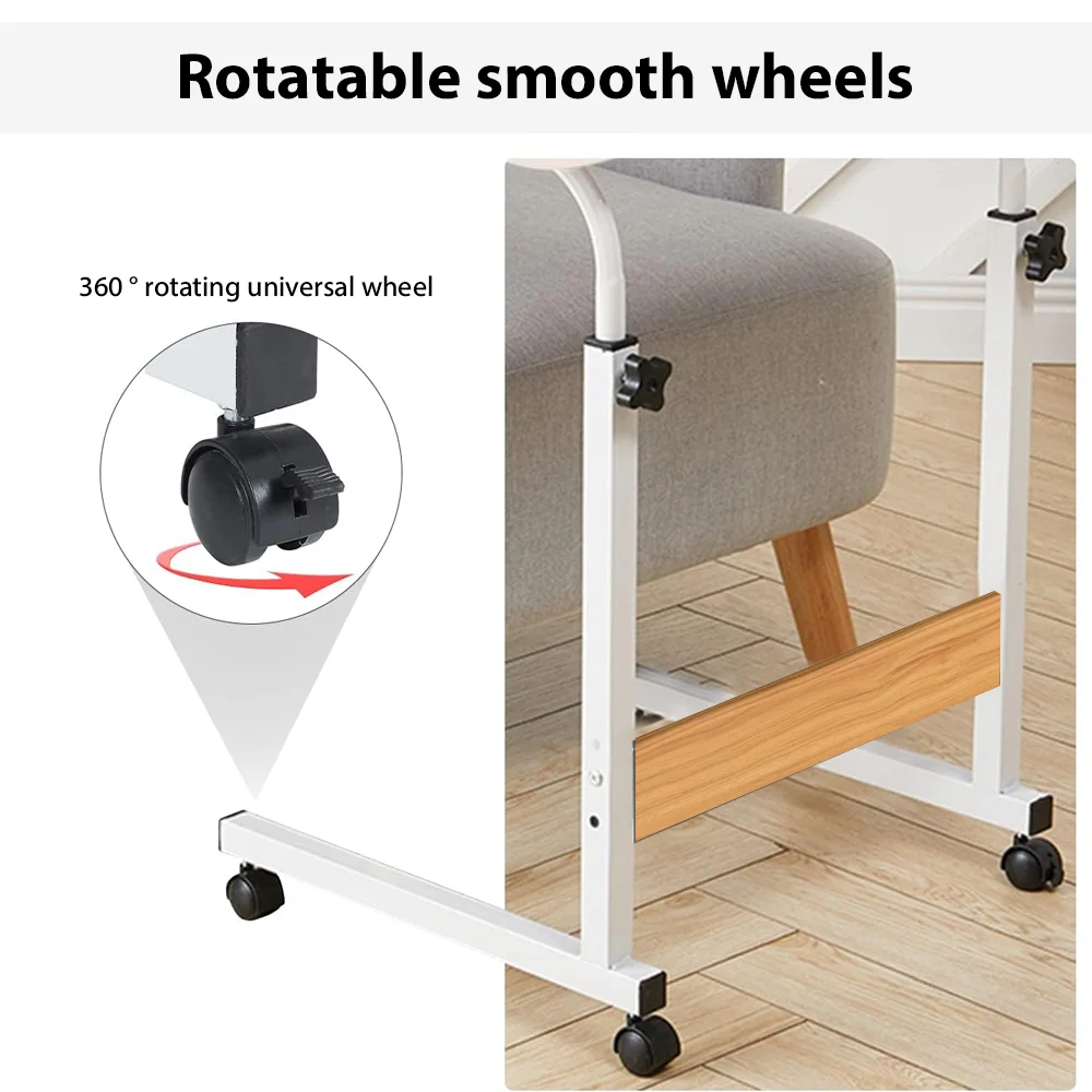 Bedside Table Office Desktop Desk Computer Wood Home Study Laptop Workplace Height adjustment with universal wheels thumbnail 6