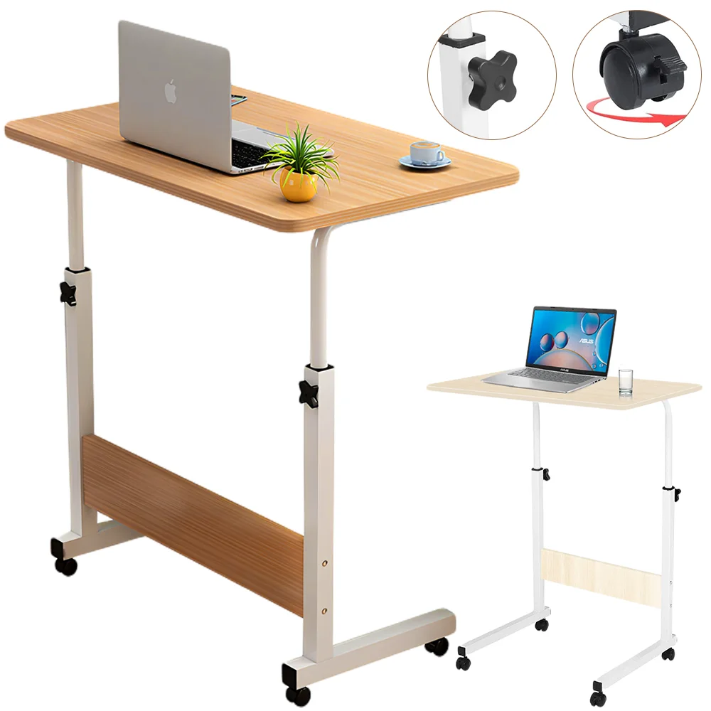 Bedside Table Office Desktop Desk Computer Wood Home Study Laptop Workplace Height adjustment with universal wheels