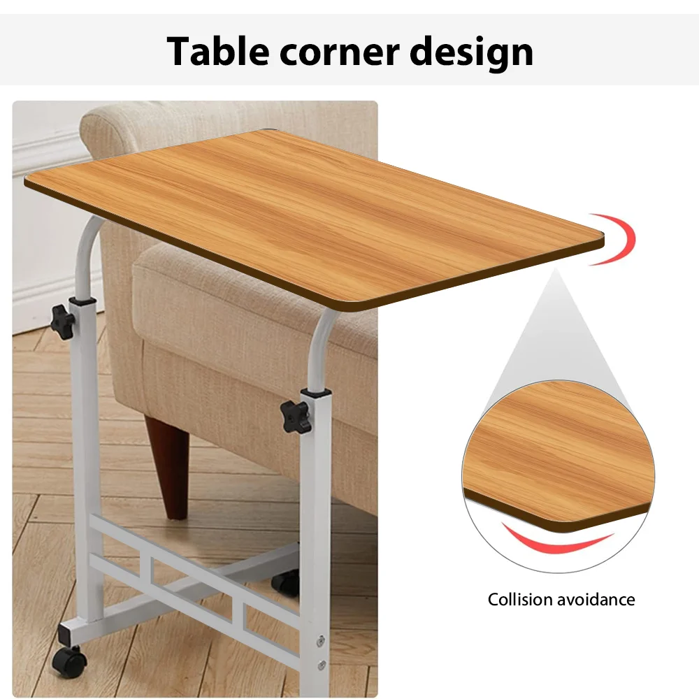 Bedside Table Office Desktop Desk Computer Wood Home Study Laptop Workplace Height adjustment with universal wheels thumbnail 5