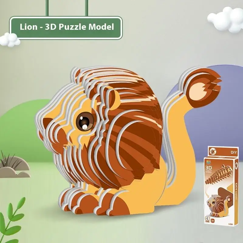 1 Set Kids Educational Montessori Toys Funny DIY Manual Assembly Three-dimensional Model Animal 3D Paper Puzzle Toy thumbnail 5