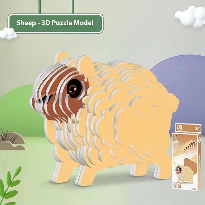 1 Set Kids Educational Montessori Toys Funny DIY Manual Assembly Three-dimensional Model Animal 3D Paper Puzzle Toy thumbnail 6