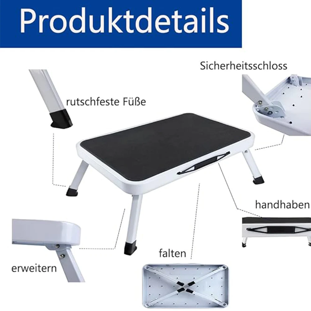 Step Stool Extra Wide Step Safety Non Slip Mat Heavy Duty Steel Folding Portable Kitchen Stool Home Garden Tool DIY thumbnail 6