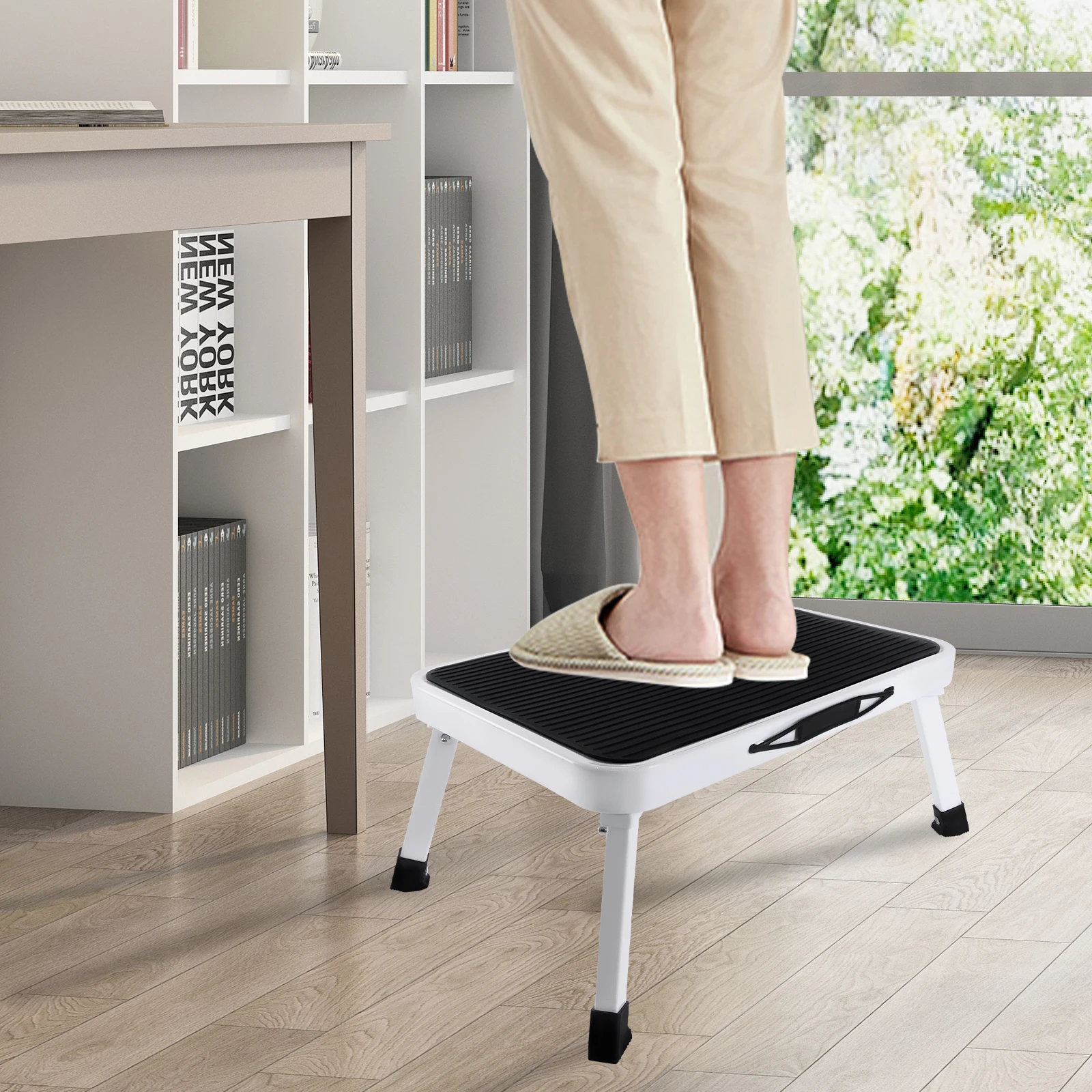 Step Stool Extra Wide Step Safety Non Slip Mat Heavy Duty Steel Folding Portable Kitchen Stool Home Garden Tool DIY thumbnail 2