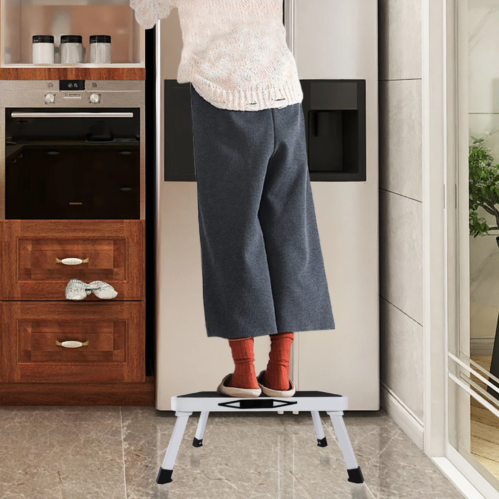 Step Stool Extra Wide Step Safety Non Slip Mat Heavy Duty Steel Folding Portable Kitchen Stool Home Garden Tool DIY thumbnail 3