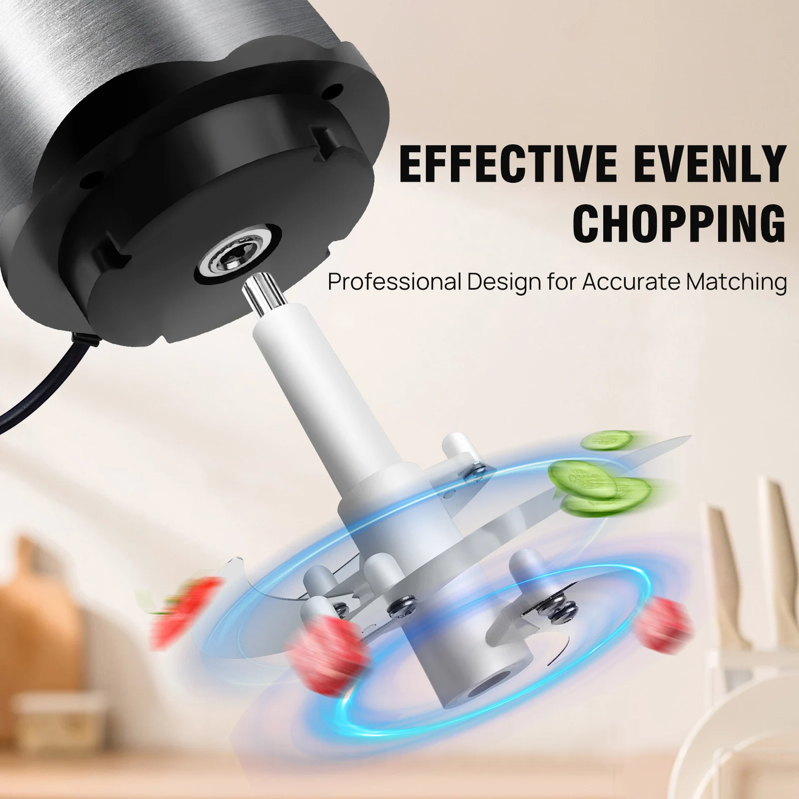Meat Grinder 300W Electric Multi Blender Mixer with 2L Glass Container,2 Speed Settings,4 Stainless Steel Blades Easy to Clean thumbnail 2