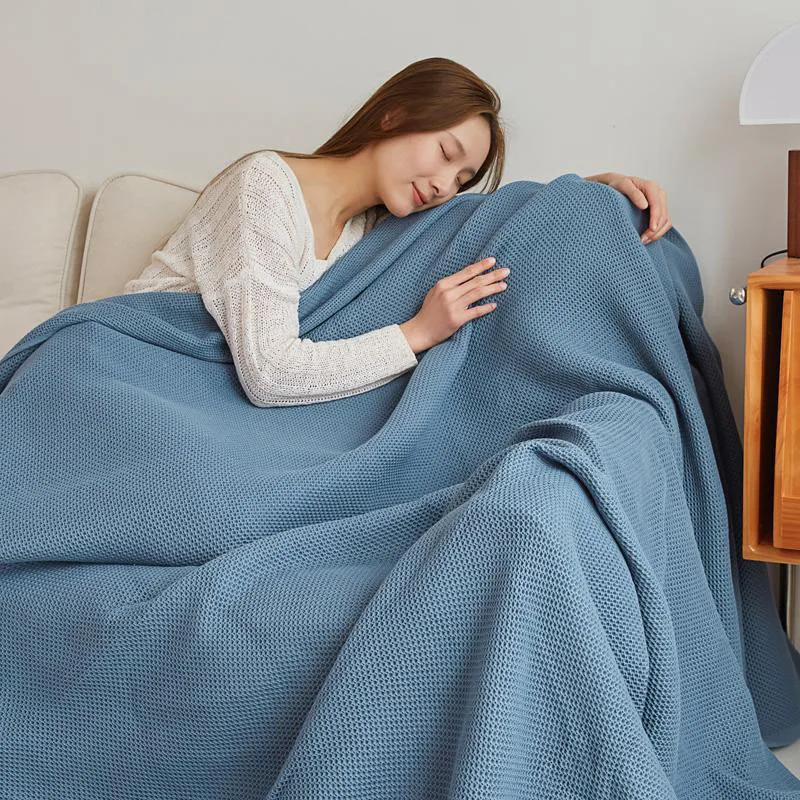 Solid Cotton Blanket for Bed Waffle Plaid Bedspread for Single Queen King Bed Sofa Blankets Throw Sofa Cover Sheet Summer Quilt thumbnail 2