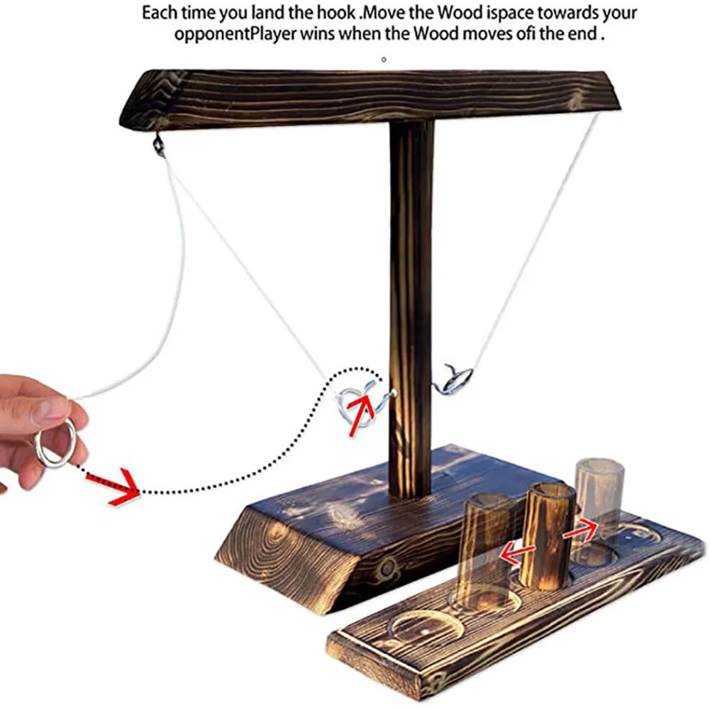 Ring Toss Games for Kids Adults Home Party Drinking Games Fast-paced Handheld Wooden Board Games Shot Ladder Bundle Outdoor Bars thumbnail 4