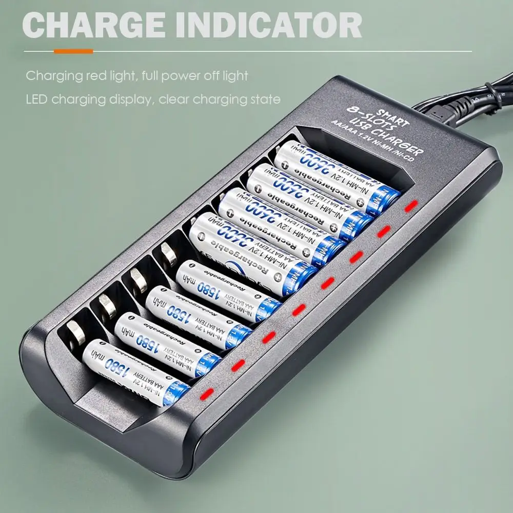 5V 2A Power Supply 4/8 Slots Battery Charger AA/AAA Battery Fast Charging USB Charger thumbnail 4