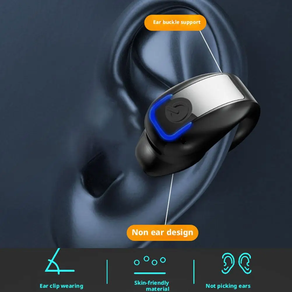 Wireless Bluetooth Earphones Bone Conduction Handsfree Earbuds TWS HIFI Stereo Single Ear Clip 9D Spatial Stereo Sound With Mic thumbnail 4