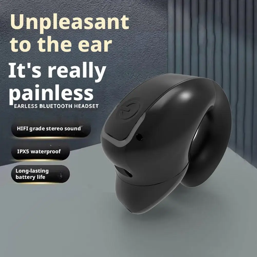 Wireless Bluetooth Earphones Bone Conduction Handsfree Earbuds TWS HIFI Stereo Single Ear Clip 9D Spatial Stereo Sound With Mic thumbnail 2