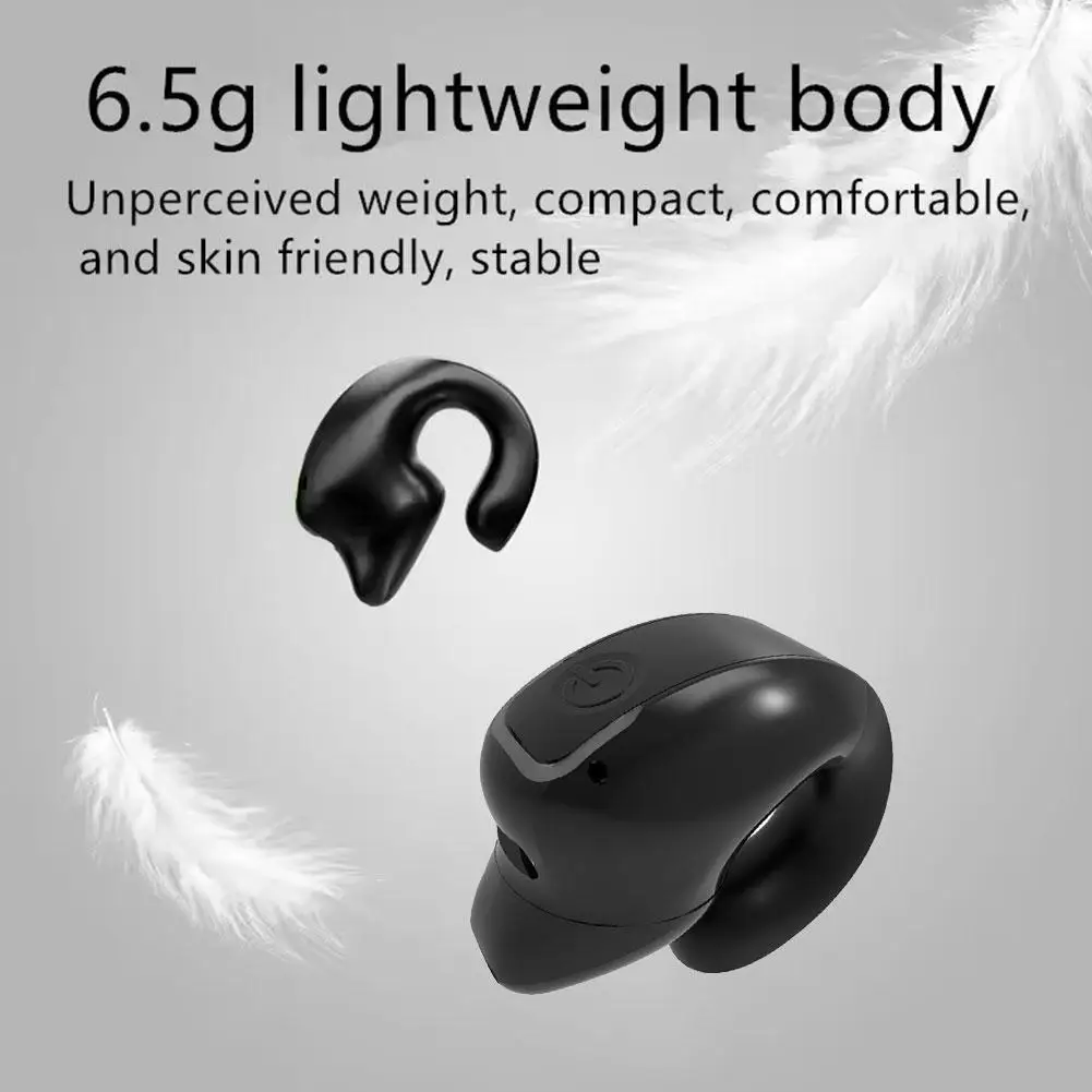 Wireless Bluetooth Earphones Bone Conduction Handsfree Earbuds TWS HIFI Stereo Single Ear Clip 9D Spatial Stereo Sound With Mic thumbnail 6