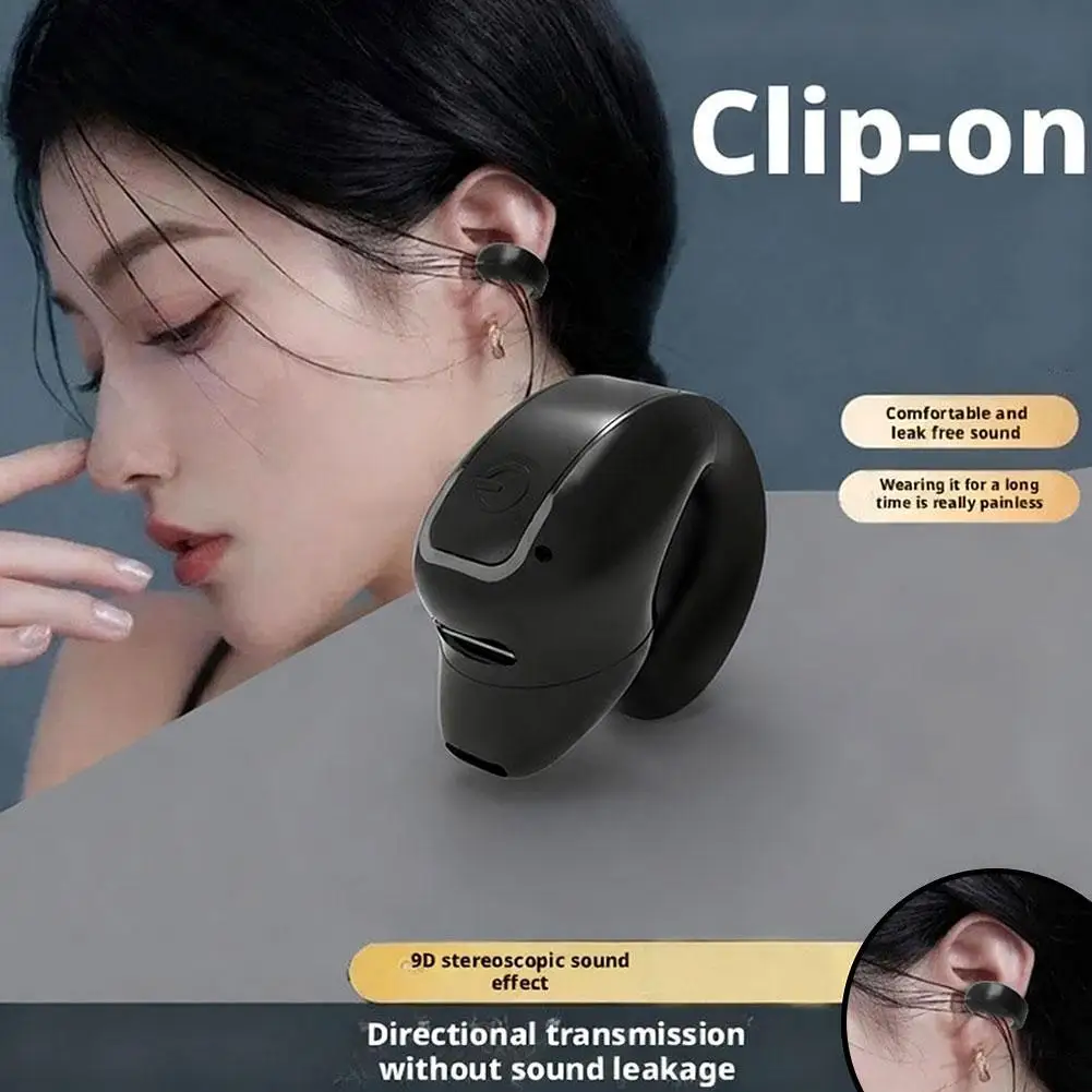 Wireless Bluetooth Earphones Bone Conduction Handsfree Earbuds TWS HIFI Stereo Single Ear Clip 9D Spatial Stereo Sound With Mic thumbnail 3