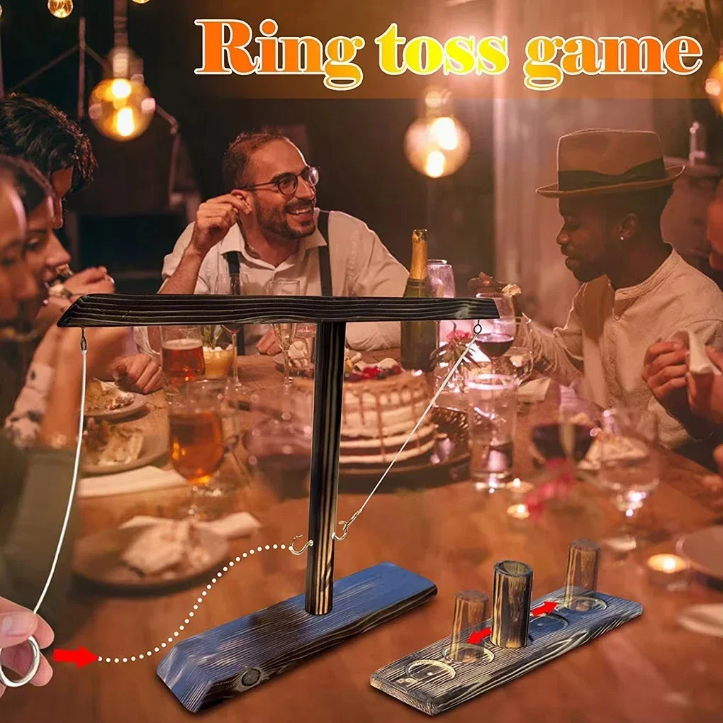 Ring Toss Games for Kids Adults Home Party Drinking Games Fast-paced Handheld Wooden Board Games Shot Ladder Bundle Outdoor Bars thumbnail 2