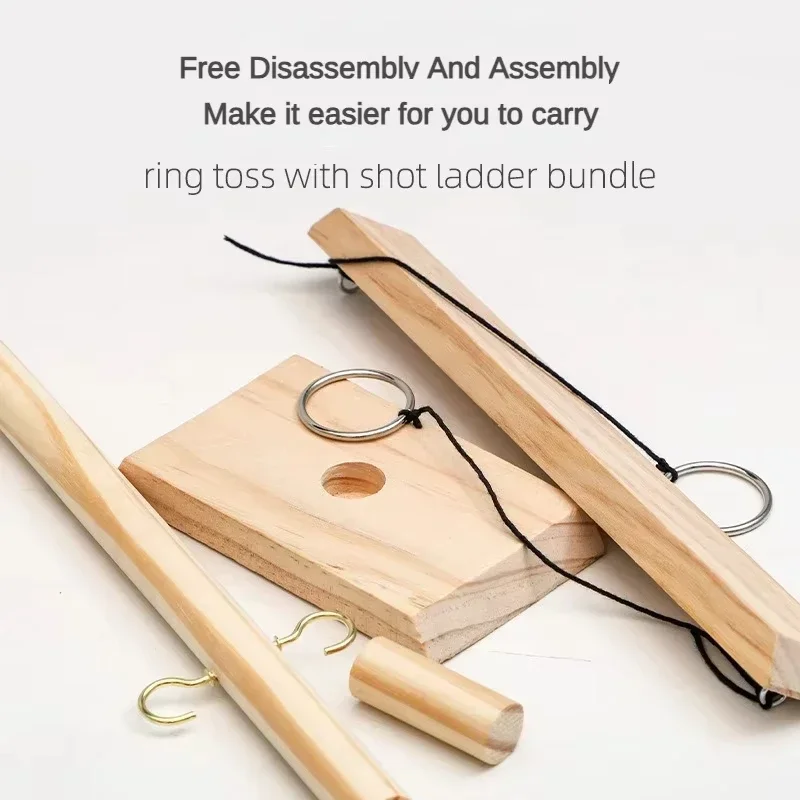 Ring Toss Games for Kids Adults Home Party Drinking Games Fast-paced Handheld Wooden Board Games Shot Ladder Bundle Outdoor Bars thumbnail 4