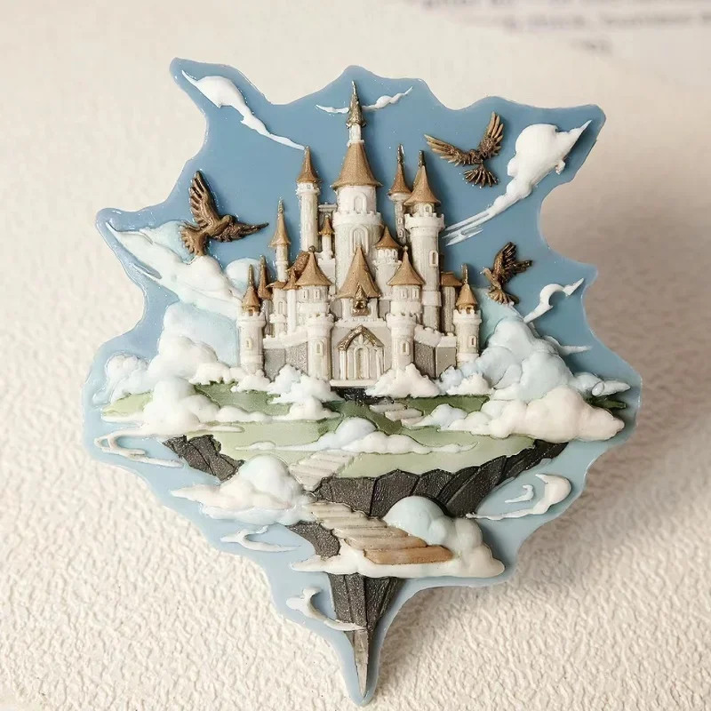 Nianbai Fire Seal Head 3D Relief Multi Layer Special Shaped Fine Carved Copper Dragon Castle Children S Diy Envelope Sealing Toy thumbnail 4