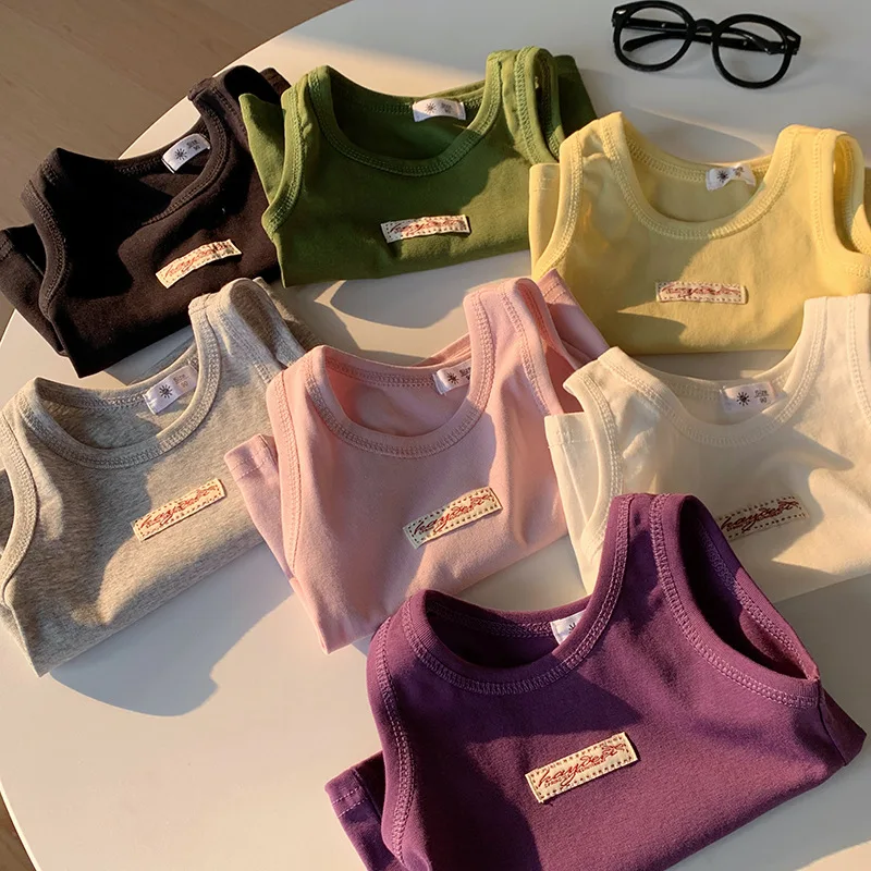 Fashion Children T-shirt For Girls Boys Cotton Vest Tops Kids Summer Clothes Sleeveless T-shirt thumbnail 3