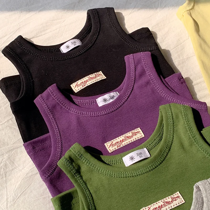 Fashion Children T-shirt For Girls Boys Cotton Vest Tops Kids Summer Clothes Sleeveless T-shirt thumbnail 4