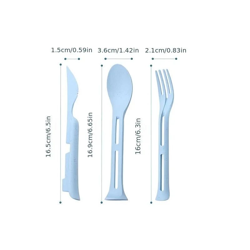 Three-in-One Portable Student Dining Set - Travel-Friendly Cutlery including Knife Fork Spoon thumbnail 6